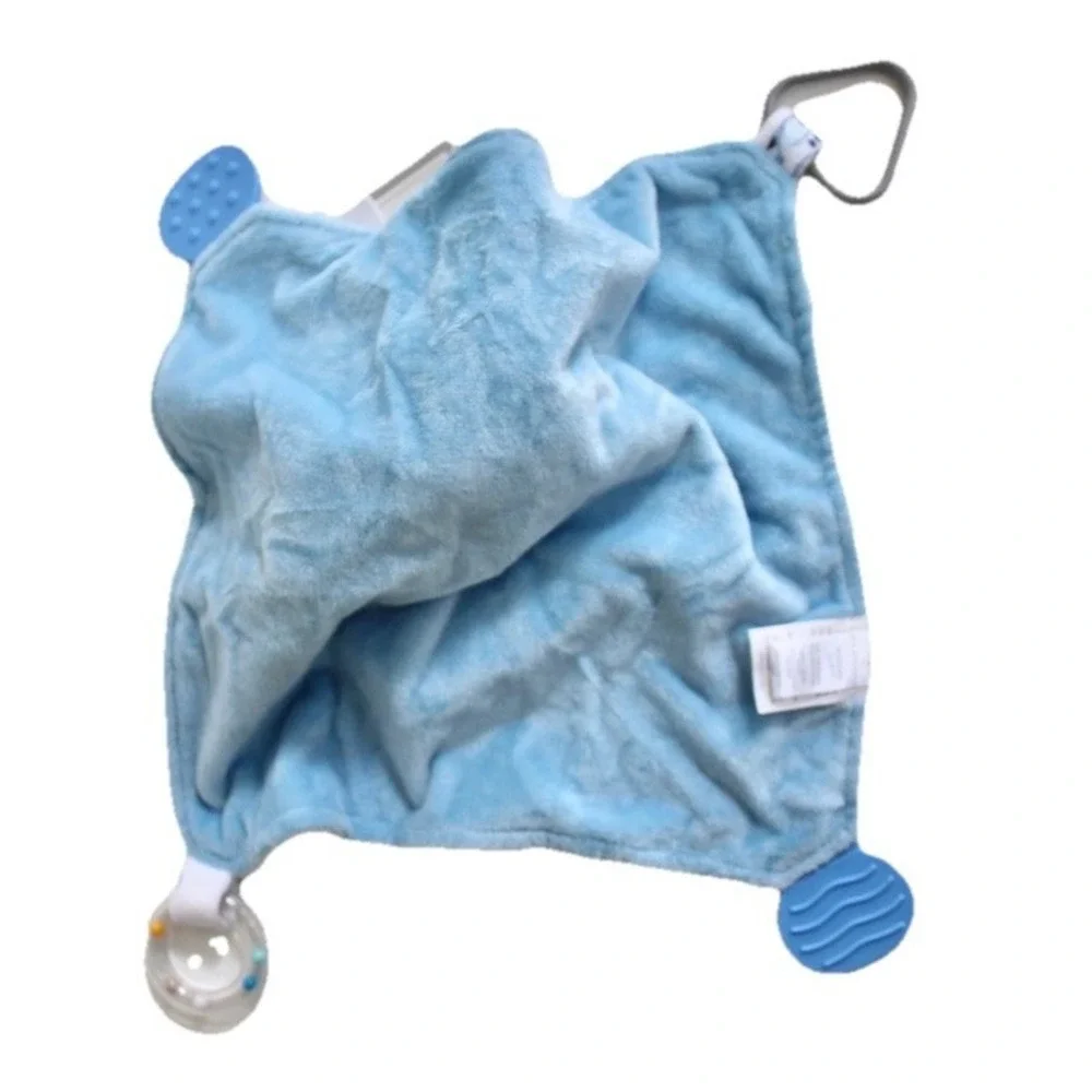 NWT Modern Baby Blue Puppy‎ Dog Snuggle Lovey Infant Boy Plush Security Blanket